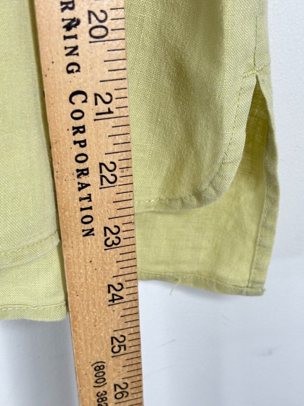 J Jill 100% Linen Camp Shirt L Boxy Citrine Green Lightweight Minimalist Beach - Picture 5 of 6
